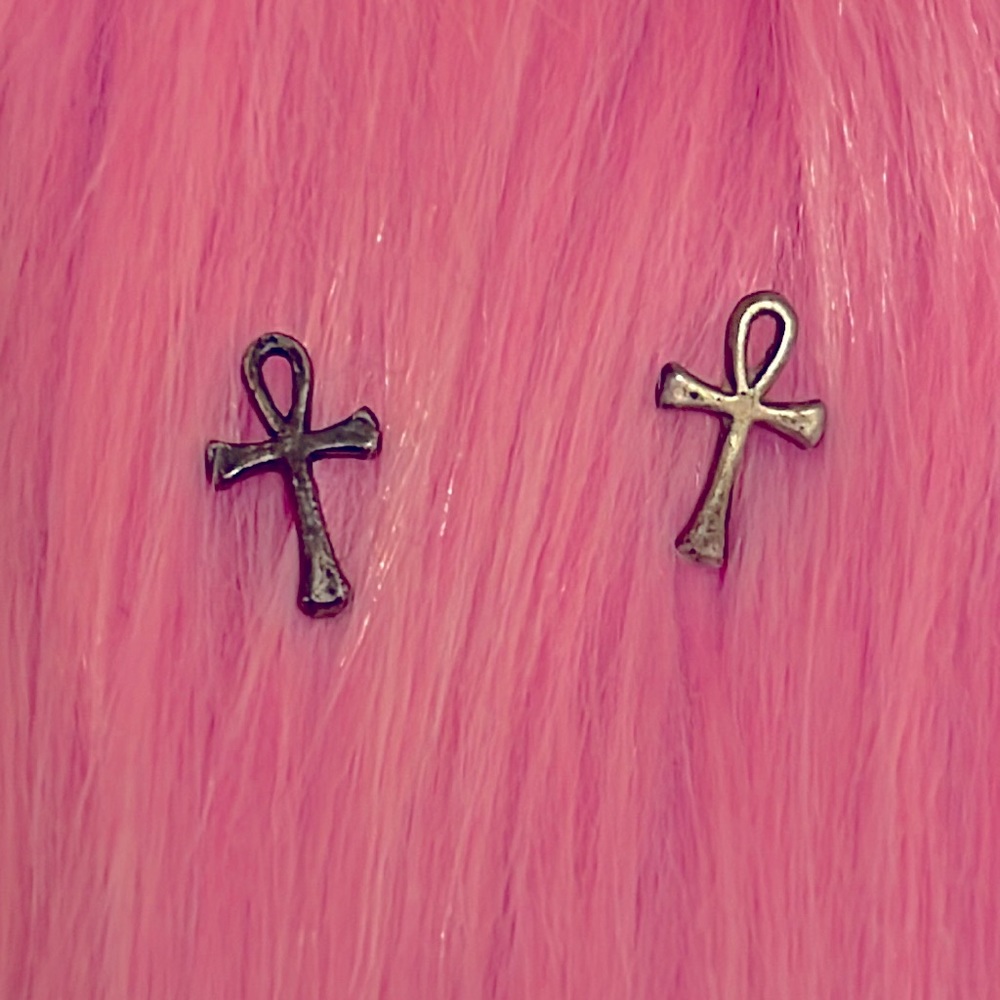 Sterling silver ankh earrings